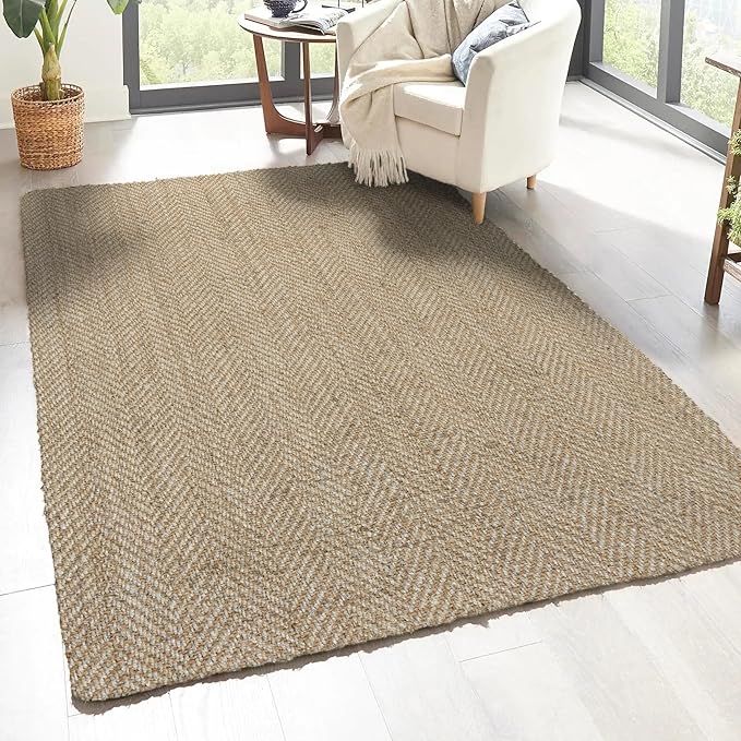 JONATHAN Y Espina Hand Woven Herringbone Chunky Jute Ivory Indoor Area Rug, 4x6, Bohemian, Cottage, Easy-Cleaning for Living Room, Bedroom, Kitchen, Pet Friendly, Non-Shedding (NFR101B-4)