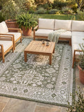 Rugs.com Outdoor Aztec Collection Rug – 2' x 3' Green Flatweave Rug Perfect for Living Rooms, Large Dining Rooms, Open Floorplans