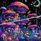 TUGCAY Blacklight Mushroom Tapestry Fantasy Forest Moon Butterfly Plant Snail Tapestry UV Reactive Aesthetic Wall Hanging Tapestries for Bedroom Dorm Living Room Classroom Decor 47 x 35 Inches