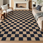 Lahome Colette Checkered Easy Jute Rug, 9x12 Area Rug for Living Room Indoor Outdoor Carpet, Farmhouse Neutral Non Slip Non Shedding Stain Resistance Floor Carpet for Patio Dining Room Backyard