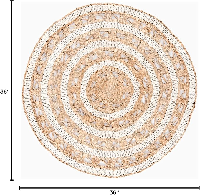 SAFAVIEH Natural Fiber Round Collection 3' Round Ivory NF169B Handmade Boho Charm Farmhouse Jute Area Rug