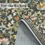 2x6 Washable Hallway Runner Rug: Vintage Floral Kitchen Rugs with Non-Slip Backing Low Pile Water Resistant Carpet for Living Room Bedroom Soft Floor Mat for Bathroom Laudry Dining Room(2x6,Green)