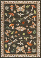 Mushroom 8x10 Rug for Living Room Non Slip Washable 8 X 10 Rug for Bedroom with Rubber Back Soft Low-Pile Stain Resistant Foldable Large Carpet for Office Nursery Dining Room Brown