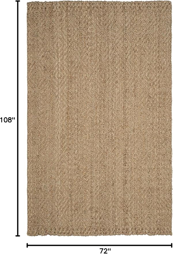 SAFAVIEH Natural Fiber Collection Area Rug - 6' x 9', Natural & Natural, Handmade Jute, Ideal for High Traffic Areas in Living Room, Bedroom (NF181A)