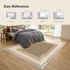 Bedsure 9x12 Faux Wool Area Rugs for Living Room, Machine Washable Carpet, Non-Slip Backing, Pet Friendly Throw Rug for Bedroom Dining Room, Cream