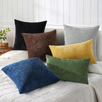 decorUhome Chenille Reddish Brown Spring Throw Pillow Covers 16x16 Inch Set of 2, Decorative Soft Couch Pillow Covers Solid Dyed Accent Farmhouse Neutral Square Pillow Cases for Sofa