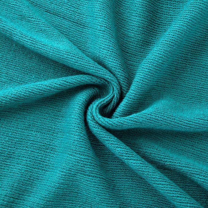 Vonty Teal Knitted Blanket with Tassels Fringe 50" x 60", Super Soft Knit Throw Blanket, Farmhouse Decorative Lightweight Blanket for Couch, Sofa, Bed