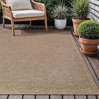 CAMILSON Easy Jute Rug 4x6, Indoor Outdoor Natural Color Fiber Area Rugs for Living Room Patio and Kitchen Rug Herringbone Seagrass Woven Design Easy-Cleaning Washable Outside Carpet Alfombras 4 x 6