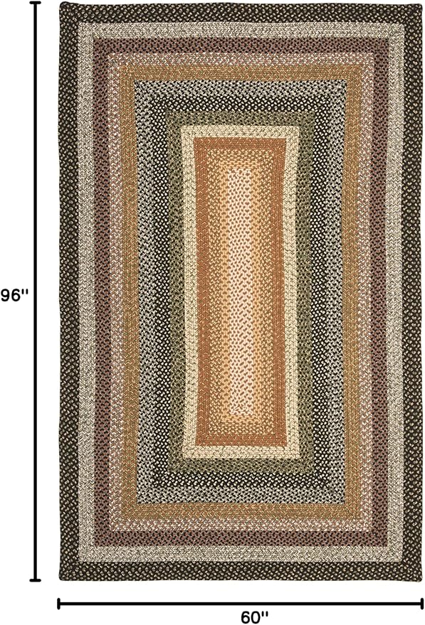 SAFAVIEH Washable Rug Outdoor Braided Collection - 5' x 8', Multi, Handmade & Reversible, Non-Shedding & Easy to Clean, Ideal for Patio, Backyard, Mudroom (BRD308A)