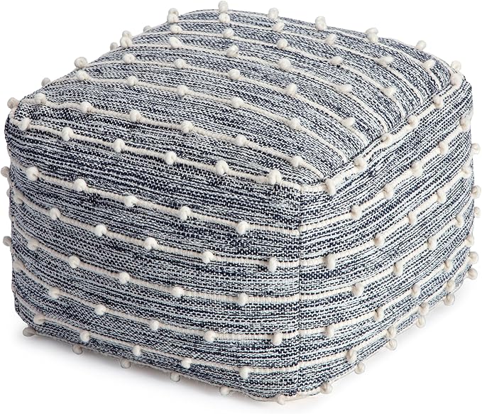 Anji Mountain Pouf Ottoman Foot Rest, Handmade Ottoman Pouf, Comfortable Foot Stool, Decorative Floor Seating for Living Room Decor, Bedroom & Home Décor Accent - Malibu