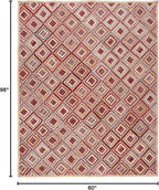 SAFAVIEH Cape Cod Collection Area Rug - 5' x 8', Natural & Red, Handmade Flat Weave Diamond Braided Jute & Denim, Ideal for High Traffic Areas in Living Room, Bedroom (CAP354B)