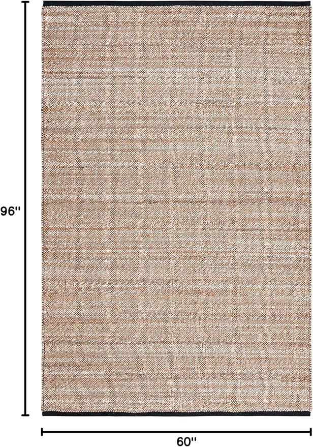 SAFAVIEH Natural Fiber Collection Area Rug - 5' x 8', Natural & Black, Handmade Farmhouse Boho Coastal Rustic Jute, Ideal for High Traffic Areas in Living Room, Bedroom (NF832A)