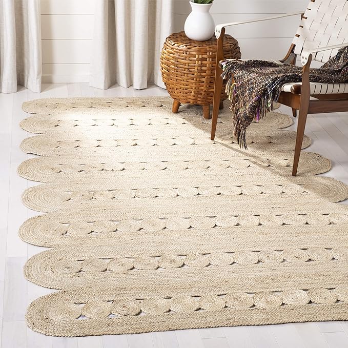 SAFAVIEH Area Rug 8x10 - Natural Fiber Collection - Large - Ivory, Handmade Braided Woven Jute, Farmhouse Style, Ideal for Living Room, Bedroom, Dining Space (NF365A)