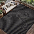 Tangsoo Modern Easy Jute Rug 8x10 Washable Area Rugs for Living Room,Black Non Slip Indoor Outdoor Carpet,Farmhouse Large Throw Mat for Balcony Backyard Dining Room Home Office Decor