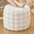 LIFEREVO Faux Rabbit Fur Round Inflatable Pouf Ottoman, 20 X 16 Waffle Bubble Fluffy Fuzzy Floor Poufs Foot Rest for Adults Kids Girls, Furry Pouf Chair Foot Stool Couch Home Decor, Anti-Slip, Beige