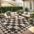 GarveeHome Easy Jute Rug 9x12 Washable Rugs for Living Room Checkered Indoor Outdoor Rug for Patio Non-Slip No Shed Jute Rugs Geometric Carpet for Farmhouse Dining Room Backyard Office, Natural