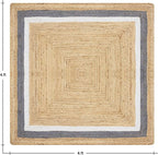 Handmade Jute Rug 4x4 ft – Natural Square Boho Rug for Living Room, Dining Area & Entryway, Hand Braided Eco-Friendly Jute Carpet for Small Spaces