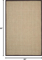SAFAVIEH Area Rug 5x8 - Natural Fiber Collection - Natural & Dark Brown, Seagrass, Basketweave Pattern with Border (NF114K)