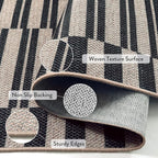 Lahome Elance Striped Easy Jute Rug, 3x5 Outdoor Patio Porch Rug Washable Rugs for Entryway, Indoor Outdoor Living Room Carpets, Farmhouse Neutral Non Slip Black Carpet for Backyard Bedroom RV