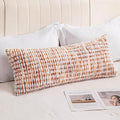 Decorative Boho Orange Lumbar Pillow Covers 1 Pack 14x36 Inch Farmhouse Tufted Long Accent Body Pillow Covers for Bed, Neutral Fluffy Boho Throw Pillowcase for Couch Bedroom, Sofa Home Décor