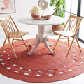 SAFAVIEH Area Rug 8' Round - Natural Fiber Collection - Large - Rust, Handmade Jute, Boho Farmhouse Braided Design (NF364P)