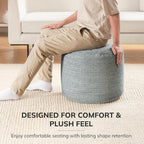 Anji Mountain Pouf Ottoman Foot Rest, Handmade Ottoman Pouf, Comfortable Foot Stool, Decorative Floor Seating for Living Room Decor, Bedroom & Home Décor Accent - Gray Maze