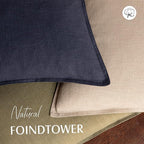 Foindtower Pack of 2, Decorative Linen Soild Throw Pillow Covers Soft Accent Cushion Case Farmhouse Neutral Pillowcase for Chair Couch Sofa Bedroom Living Room Home Decor 26 x 26 Inch Tan Beige