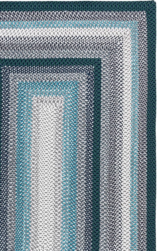 SAFAVIEH Washable Rug Outdoor Braided Collection - 2'3" x 8' Runner, Teal & Multi, Handmade & Reversible, Non-Shedding & Easy to Clean, Ideal for Patio, Backyard, Mudroom (BRD308J)