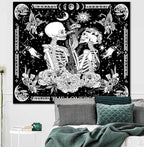 OIOVOIO The Lovers Tapestry Gothic Wall Tapestries Black and White Skeleton Mushroom Grunge Dark Witchy Wall Hanging for Home Decor Aesthetic Bedroom Living Room Dorm Decor (59"x51", Lovers)
