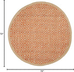 SAFAVIEH Natural Fiber Collection Area Rug - 6' Round, Orange & Natural, Handmade Boho Diamond Tassel Jute, Ideal for High Traffic Areas in Living Room, Bedroom (NF266B)
