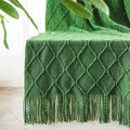 inhand Green Knitted Throw Blanket for Couch and Bed, St. Patrick’s Day Lucky Spring Gifts Throw for Her or Him, Soft Farmhouse Woven Blanket with Tassel, Lightweight Decorative, 50"x60"