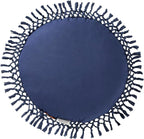 Indigo Ink - Decorative Throw Pillows for Couch or Bed, Boho Home Décor Round Cotton 20" x 20" Pillow with Tassels (Tufted Medallion Collection, Navy Blue)