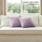 Bedsure Double-Side Striped Throw Pillow Covers 18x18 Set of 2, Spring Fluffy Light Purple Soft Decorative Pillow Covers, Home Decor for Couch Sofa Living Room Bedroom