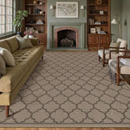 8x10 Geometric Figure Easy Jute Area Rug for Living Room Large Scalloped Washable Indoor Outdoor Carpet Farmhouse Patio Office Mat Geometric Non Slip Black Carpet for Backyard Dining Room