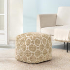 Anji Mountain Pouf Ottoman Foot Rest, Handmade Ottoman Pouf, Comfortable Foot Stool, Decorative Floor Seating for Living Room Decor, Bedroom & Home Décor Accent - Saffron Trellis