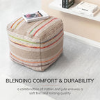 Anji Mountain Pouf Ottoman Foot Rest, Handmade Ottoman Pouf, Comfortable Foot Stool, Decorative Floor Seating for Living Room Decor, Bedroom & Home Décor Accent - Nomad Stripe