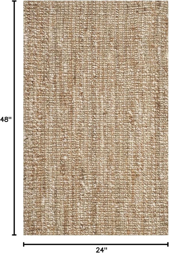 SAFAVIEH Natural Fiber Collection Area Rug - 2' x 4', Natural & Ivory, Handmade Jute, Farmhouse Style, Chunky Textured Thick Pile (NF447N)