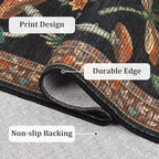 Mushroom 2.5x8 Runner Rug for Hallway Washable Kitchen Rugs Non Slip Low-Pile Whimsical Cottage Core Insect Bug Butterfly Funky Decor for Entryway Bathroom Bedroom Black Brown