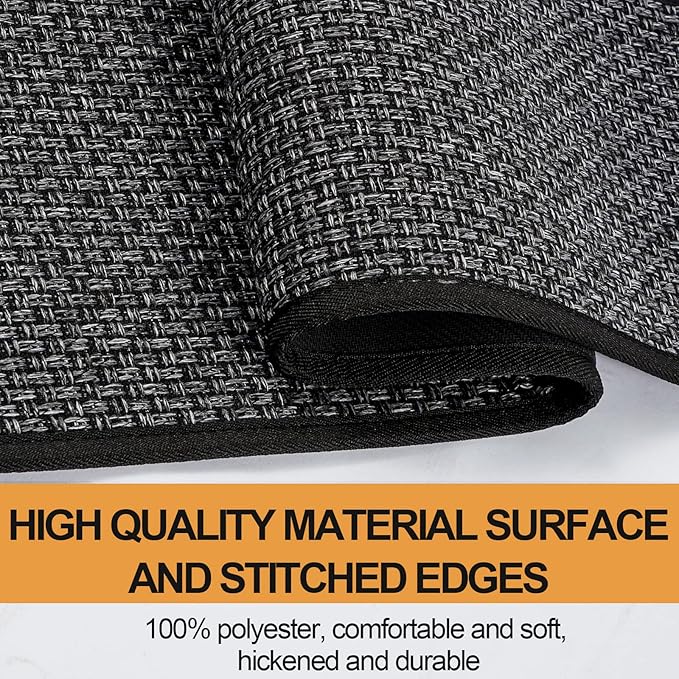 Kitchen Mat Set of 2 PCS, Cushioned Non Slip Rugs for Kitchen Floor, Absorbent Runner Comfort Standing Mats Washable for Kitchen, Office, Home, 17.3"x47"+17.3"x30" (Black)