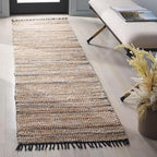 SAFAVIEH Cape Cod Collection Runner Rug - 2'3" x 8', Blue & Beige, Handmade Jute & Denim, Ideal for Living Room, Hallway, Foyer, Bedroom (CAP153M-28)