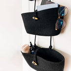 OrganiHaus Black Hanging Wall Baskets for Storage | Hanging Baskets for Bathroom Organizing | Behind Door Storage | Over the Door Basket | Nursery Storage Basket | Wall Hanging Basket for Organizing