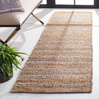 SAFAVIEH Natural Fiber Collection Runner Rug - 2'3" x 8', Blue & Natural, Handmade Flat Weave Stripe Jute & Cotton Jute, Ideal for High Traffic Areas in Living Room, Bedroom (NFB655M)