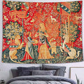 FEASRT European Royal Tapestry Medieval Maiden and Unicorn Tapestry Wall Hanging for Bedroom Living Room Dorm Decor Wall Hanging Tapestries 80x60 inch