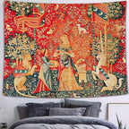 FEASRT European Royal Tapestry Medieval Maiden and Unicorn Tapestry Wall Hanging for Bedroom Living Room Dorm Decor Wall Hanging Tapestries 80x60 inch