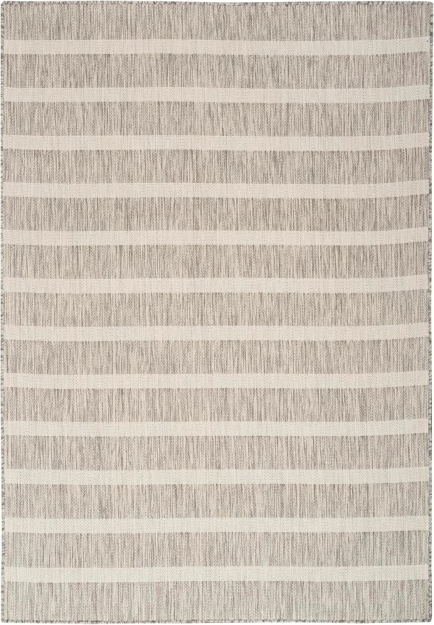 Nourison Home Positano Grey Ivory 7' x 10' Area Rug - Easy Clean, Non Shedding, Bed Room, Living Room, Dining Room, Kitchen (7' x 10')