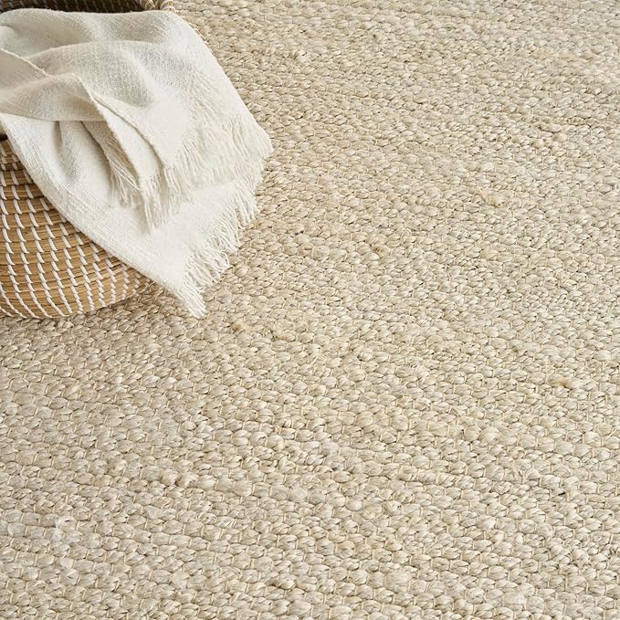 Nourison Home Natural Jute Ivory 5' x 7' Area Rug - Easy Clean, Non Shedding, Bed Room, Living Room, Dining Room, Kitchen (5' x 7')