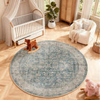 4x4 Round Living Room Rug: Washable Bedroom Rug Stain Resistant Boho Rug Non Slip Low Pile Small Carpet for Bedroom Kitchen Entryway Living Room Bedside Office Dorm Kids Room Entrance