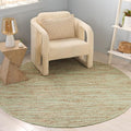 SAFAVIEH Cape Cod Collection Area Rug - 6' Round, Green & Natural, Handmade Jute & Cotton, Ideal for Living Room, Bedroom, Dining Space (CAP236Y)