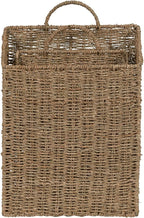 Rectangular Wicker Hanging Baskets, Set of 2, Small and Large, Handwoven Seagrass, Durable Metal Wire Frame, Multipurpose and Contemporary, Perfect for Organizing Newspapers, Mail and More, Natural