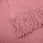 Vonty Dusty Pink Knitted Blanket with Tassels Fringe 50" x 60", Super Soft Knit Throw Blanket, Farmhouse Decorative Lightweight Blanket for Couch, Sofa, Bed